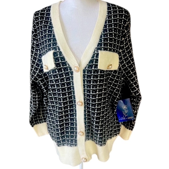 Lark and gray ladies V-neck button-down sweater NWT extra large V-neck 1… - Picture 1 of 10